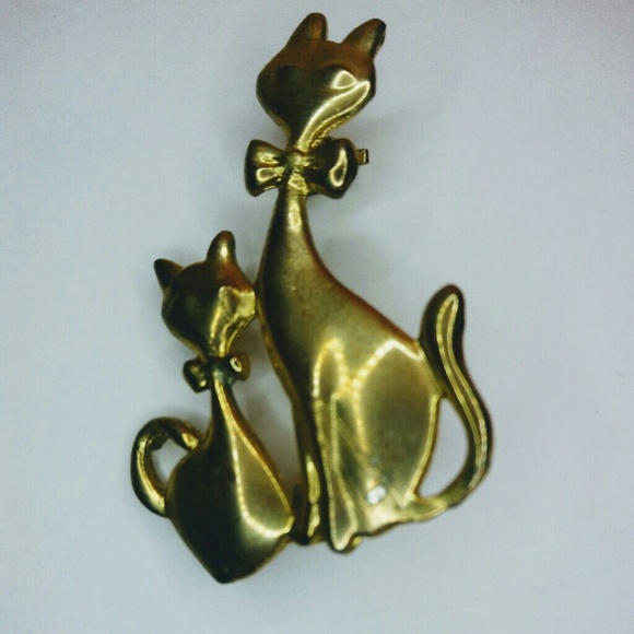 Mid-century Vintage Mom & Kittens Brooch / Pin - Picture 1 of 1